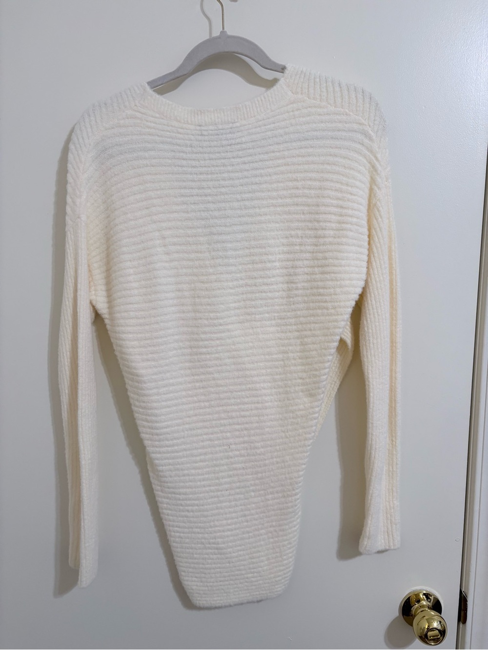 Express Cream Ribbed Wrap Sweater - Picture 3 of 3